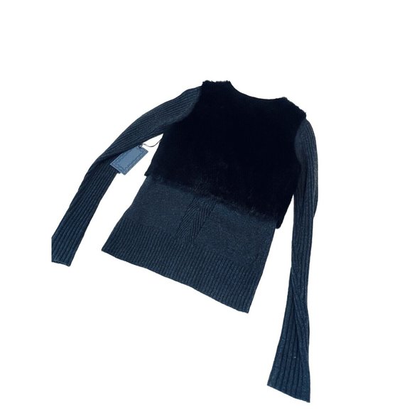 Simply Vera Vera Wang dark gray size XS cardigan sweater Plush Faux Fur - Picture 2 of 10